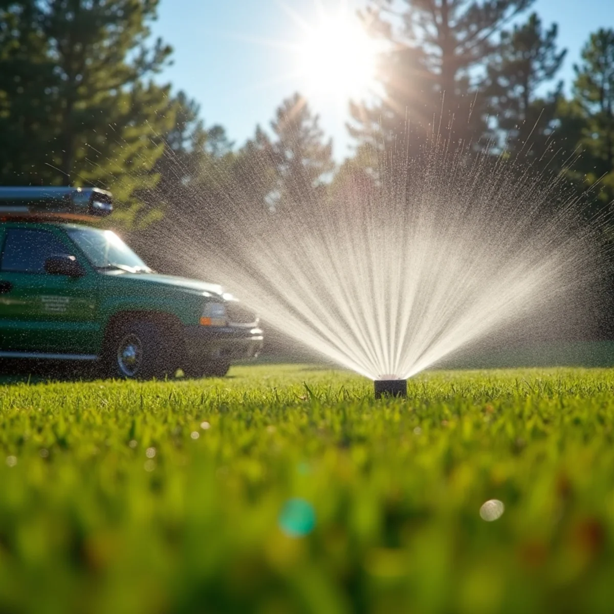 A lush green bermuda lawn thriving in intense summer heat in Montgomery, Alabama